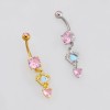 DANGLE CZ HEART PASTEL BLUE OPAL BELLY NAVEL RING 316L SURGICAL STEEL
